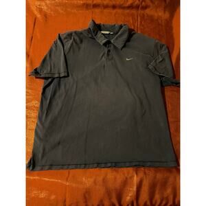 Nike Polo Shirt Mens L Short Sleeve Embroidered Swoosh Navy Cotton Classic Fit